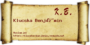 Klucska Benjámin névjegykártya