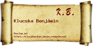 Klucska Benjámin névjegykártya
